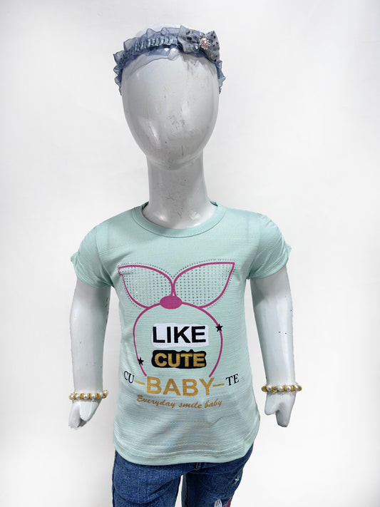 2.5Yrs - 7Yrs SK Like Light Green T-Shirt For Girls  GTS72