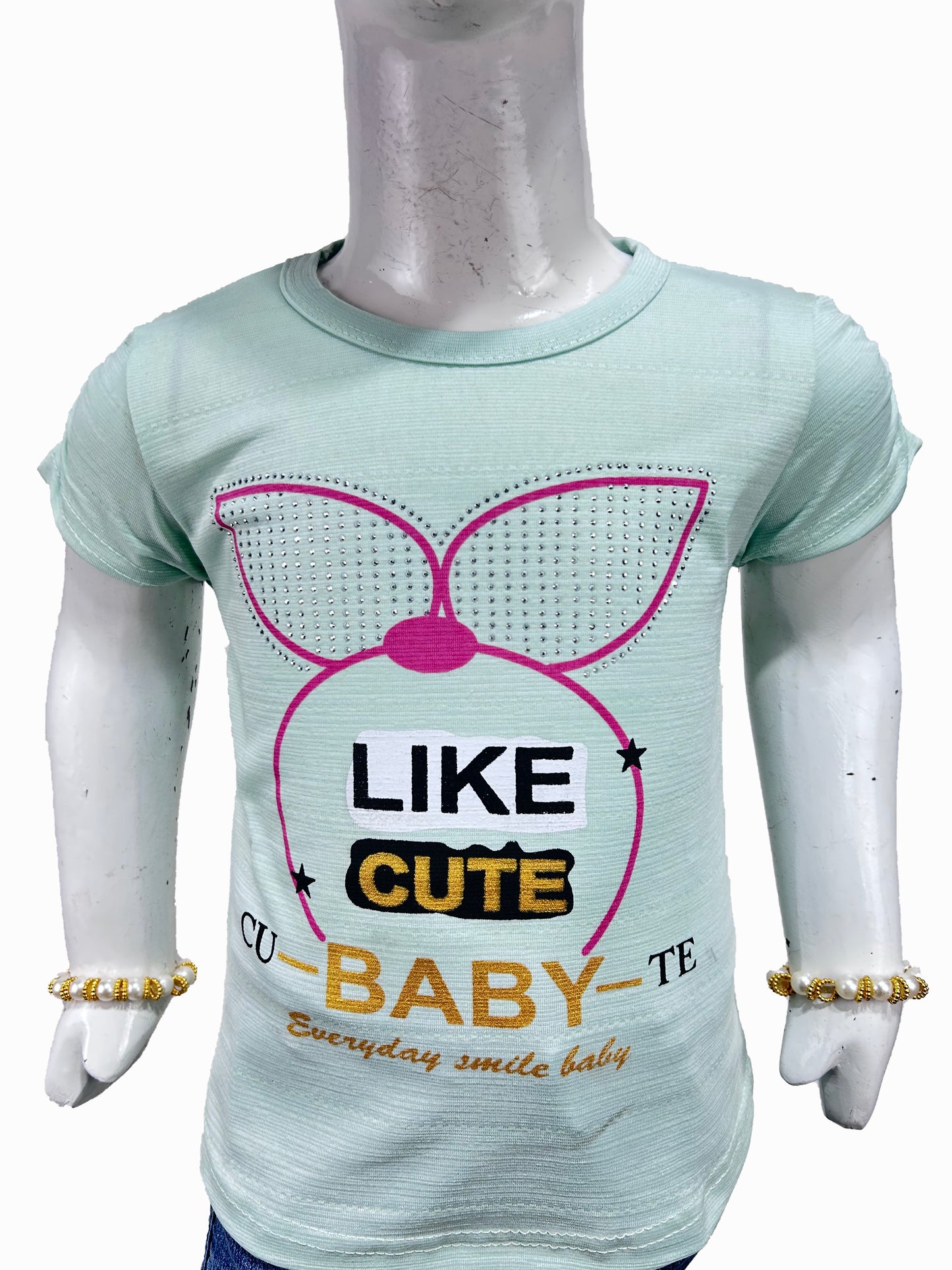 2.5Yrs - 7Yrs SK Like Light Green T-Shirt For Girls  GTS72