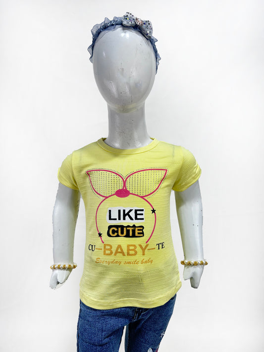 2.5Yrs - 7Yrs SK Like Yellow T-Shirt For Girls  GTS73