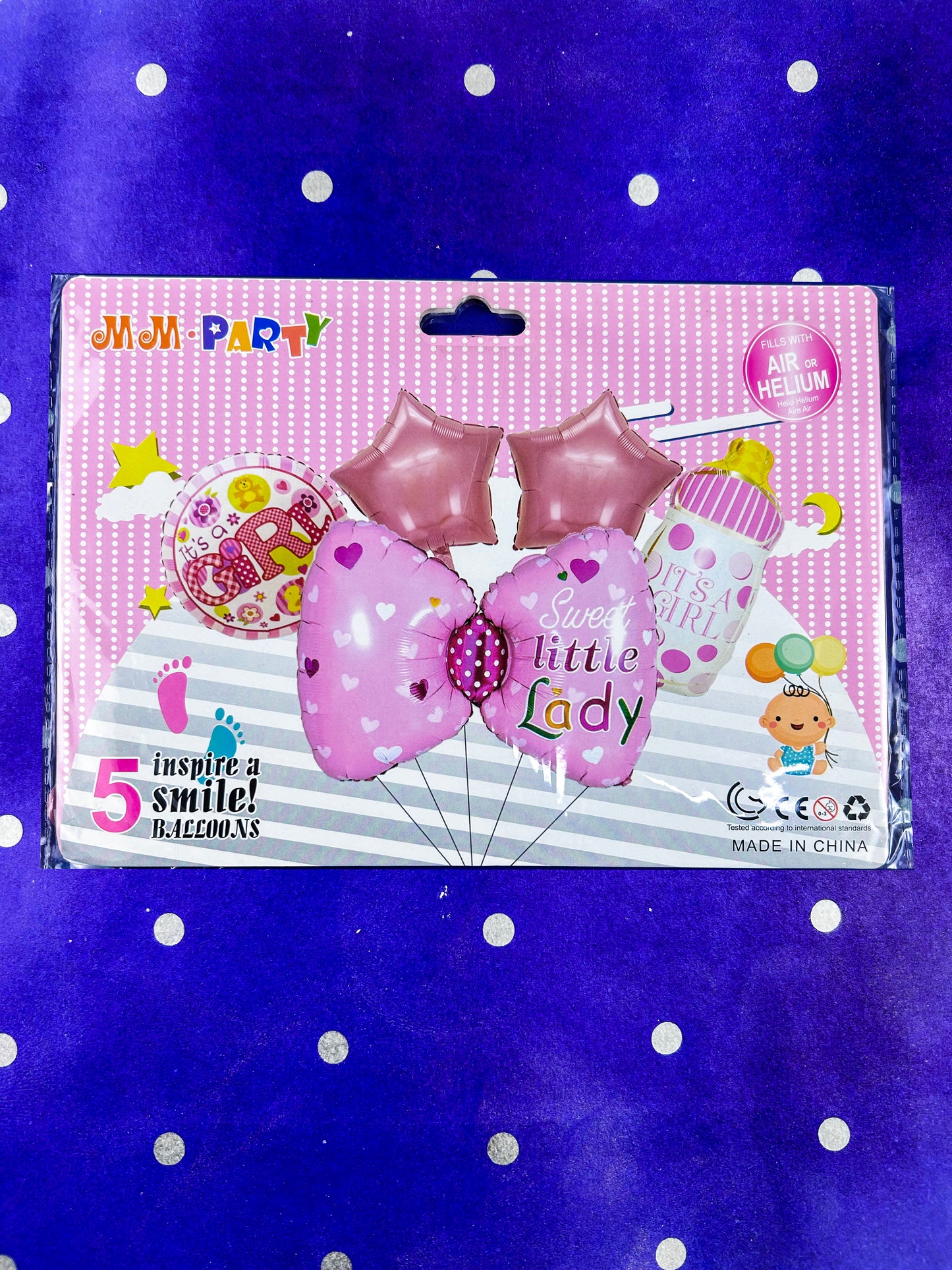 Pack Of 5Pcs Welcome Little Lady Happy Birthday Party Balloons Set BP70