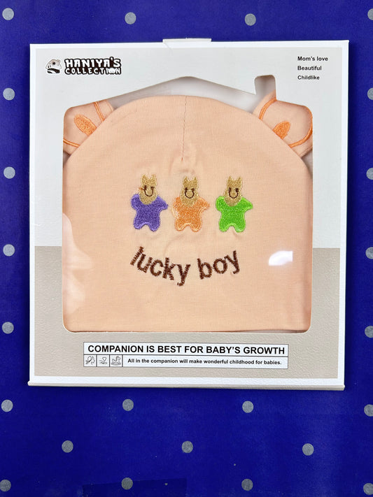 Beige Lucky Boy Cap For Newborn NBC13