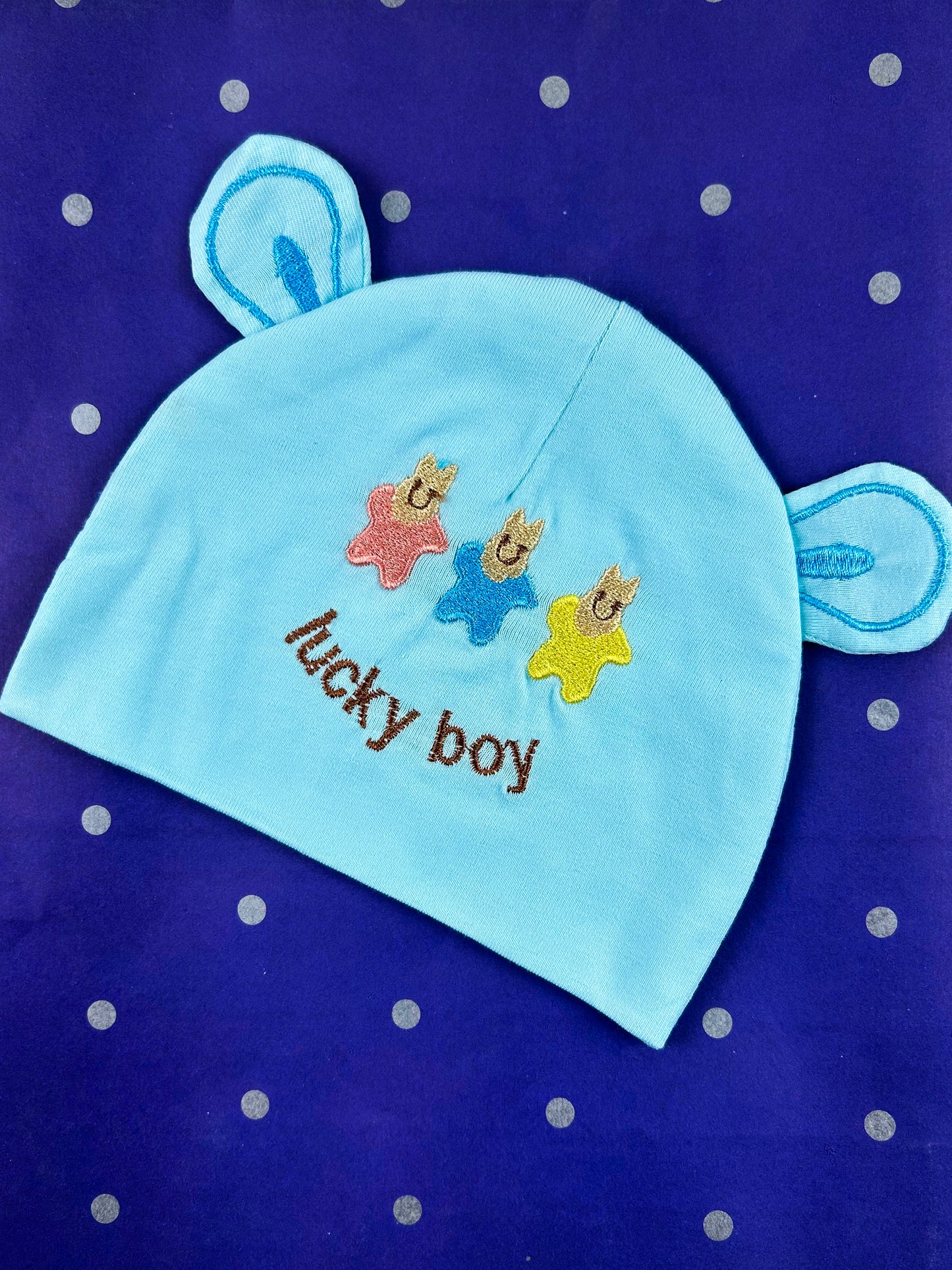 Light Blue Lucky Boy Cap For Newborn NBC14