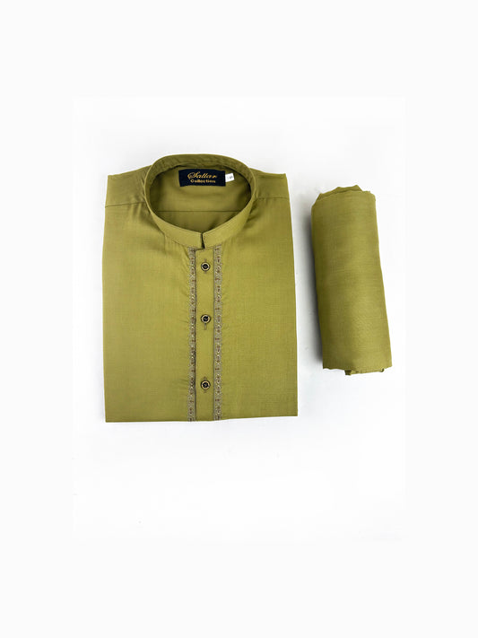 752- 05 Mustard Stitched Suit Kameez Shalwar For Men MSK189