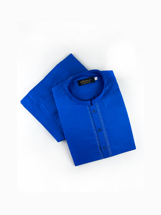752- 07 Royal Blue Stitched Suit Kameez Shalwar For Men MSK191
