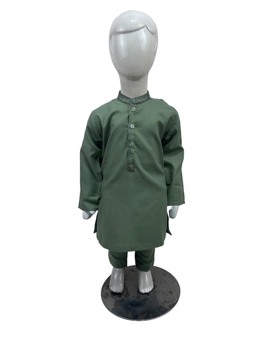 2Yrs - 14Yrs AB Green Boys Kameez Shalwar BKS138