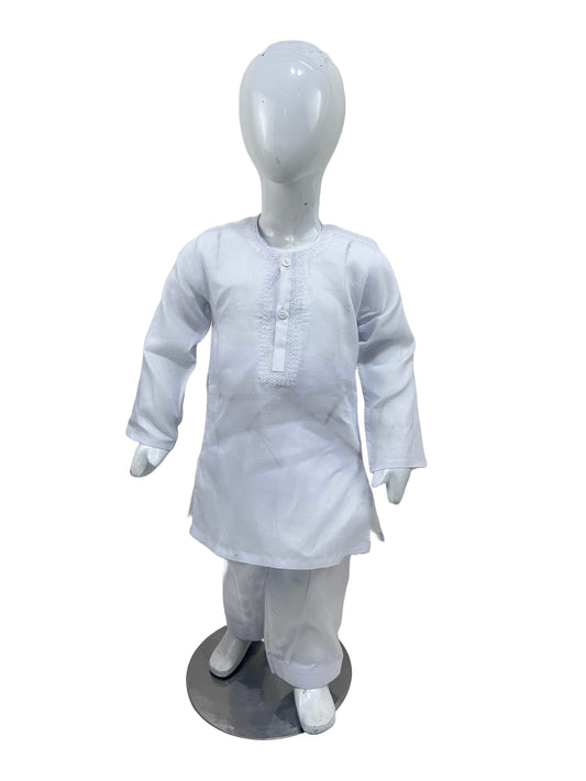2Yrs - 14Yrs AB Neil White Boys Kurta Shalwar Cotton BKS147