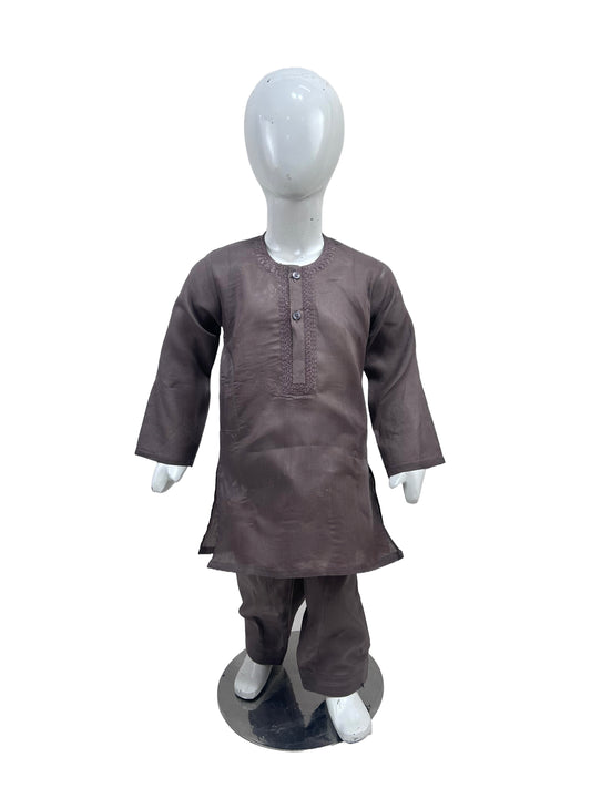 2Yrs - 14Yrs AB Brown Boys Kurta Shalwar Cotton BKS149