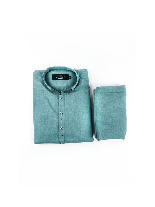 750- 02 Sea Green Stitched Suit Kameez Shalwar For Men MSK193