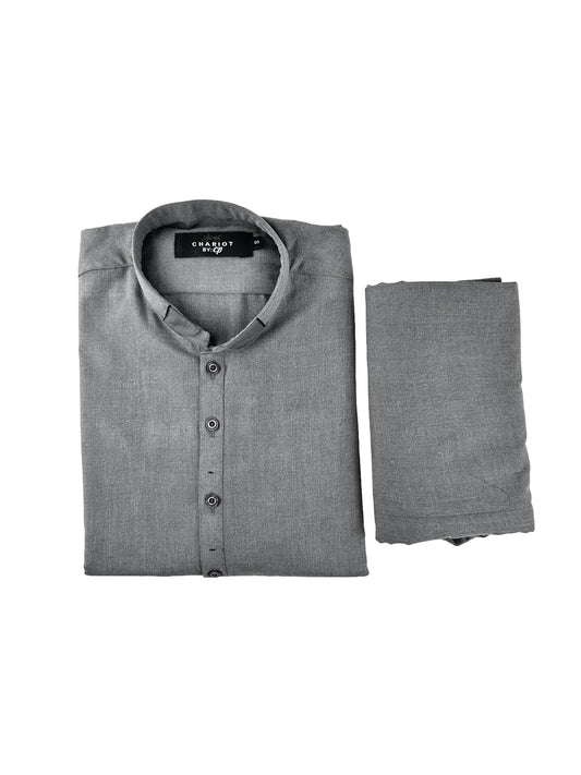 750- 01 Dark Grey Stitched Suit Kameez Shalwar For Men MSK192