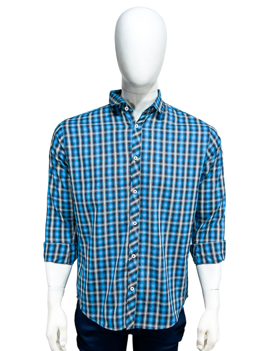 Blue Checks Casual Shirt For Men MCS35