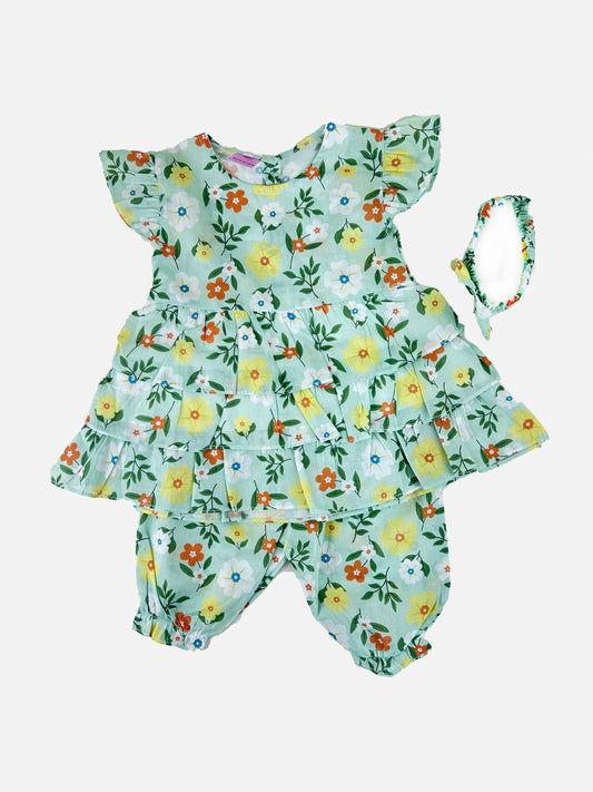 1Yr - 4Yrs Green Girl Blossom Breeze Suit For Girls BG GS245