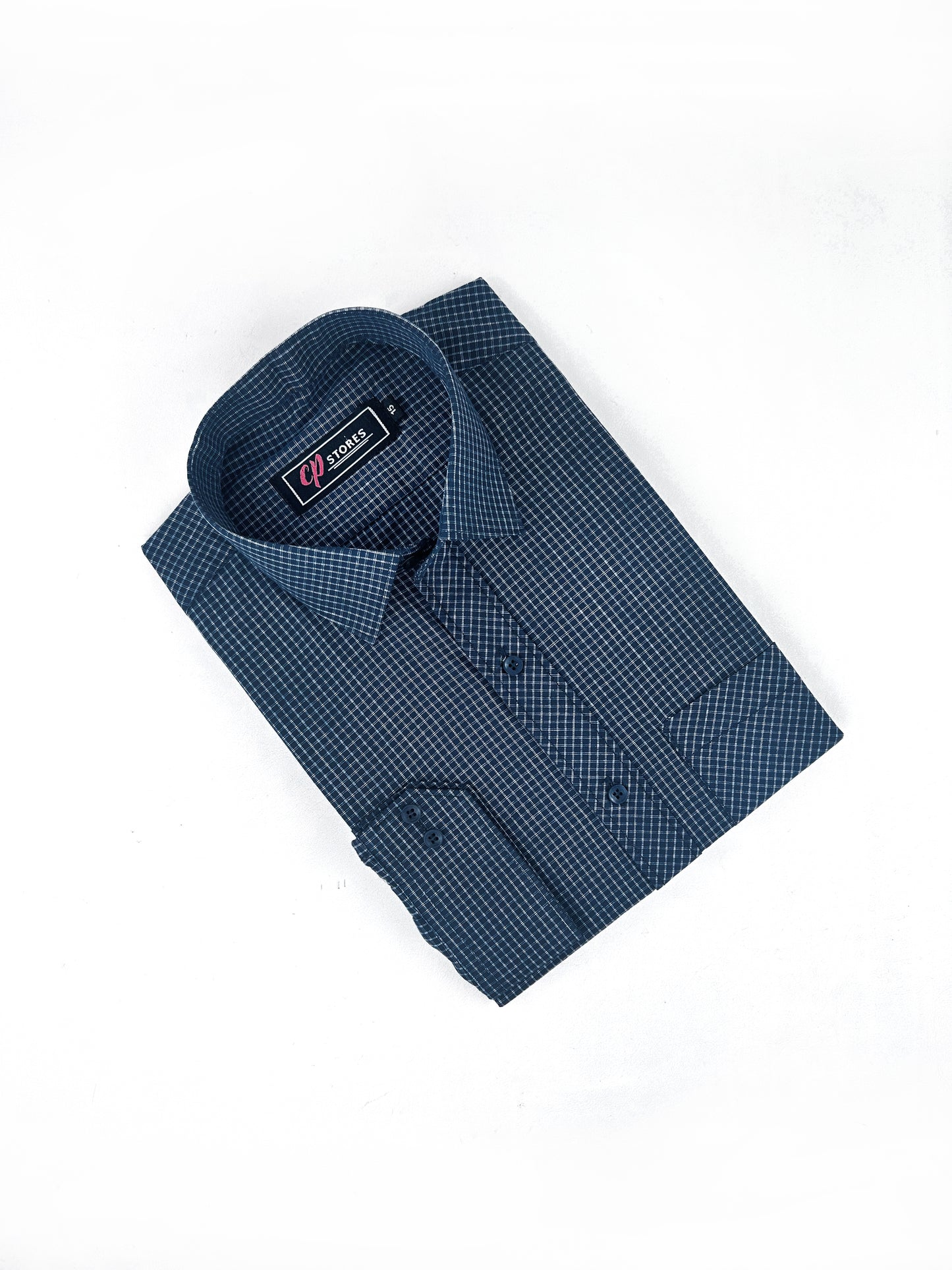 Dark Blue Checks Formal Dress Shirt For Men MFS285