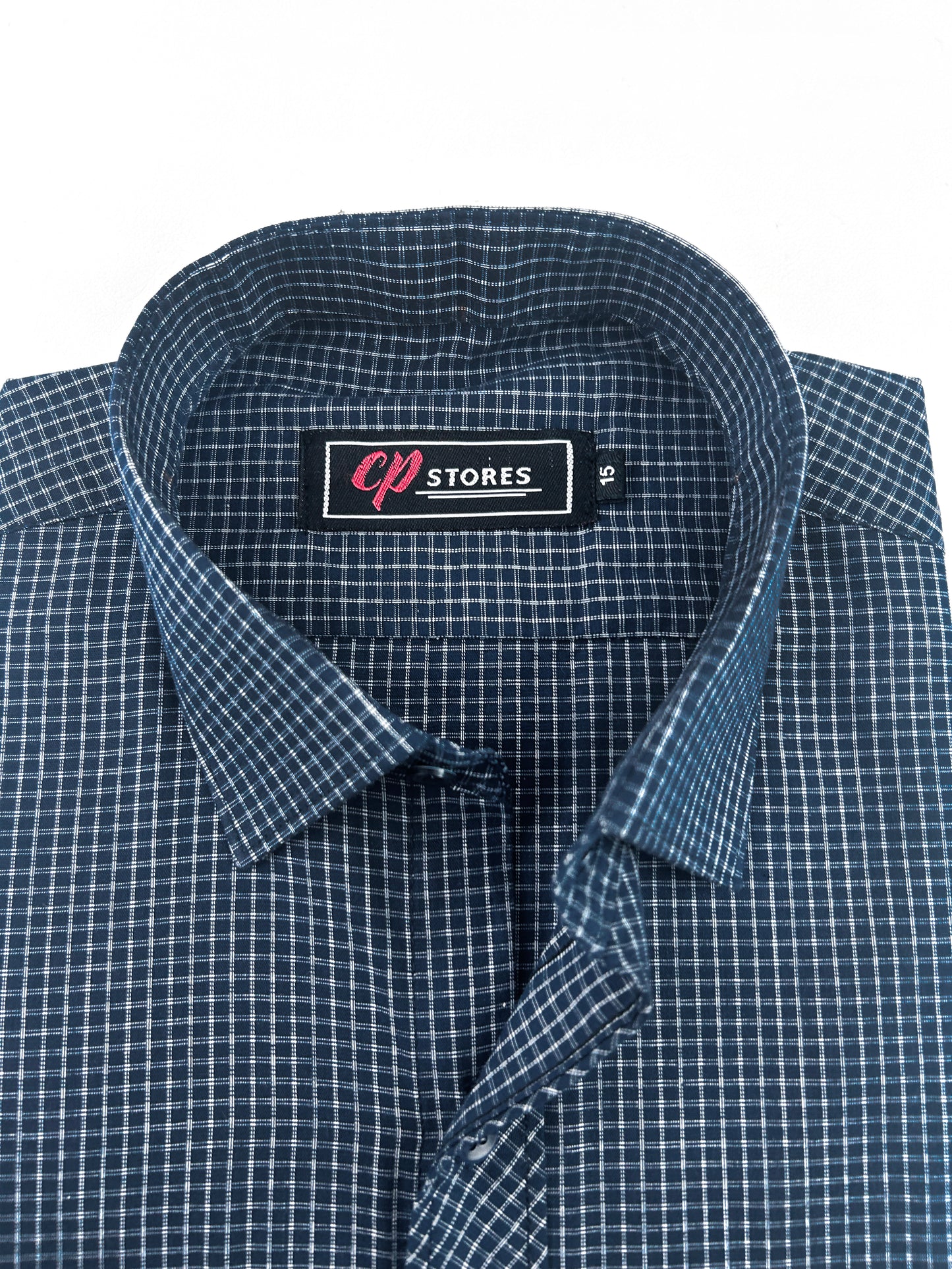 Dark Blue Checks Formal Dress Shirt For Men MFS285