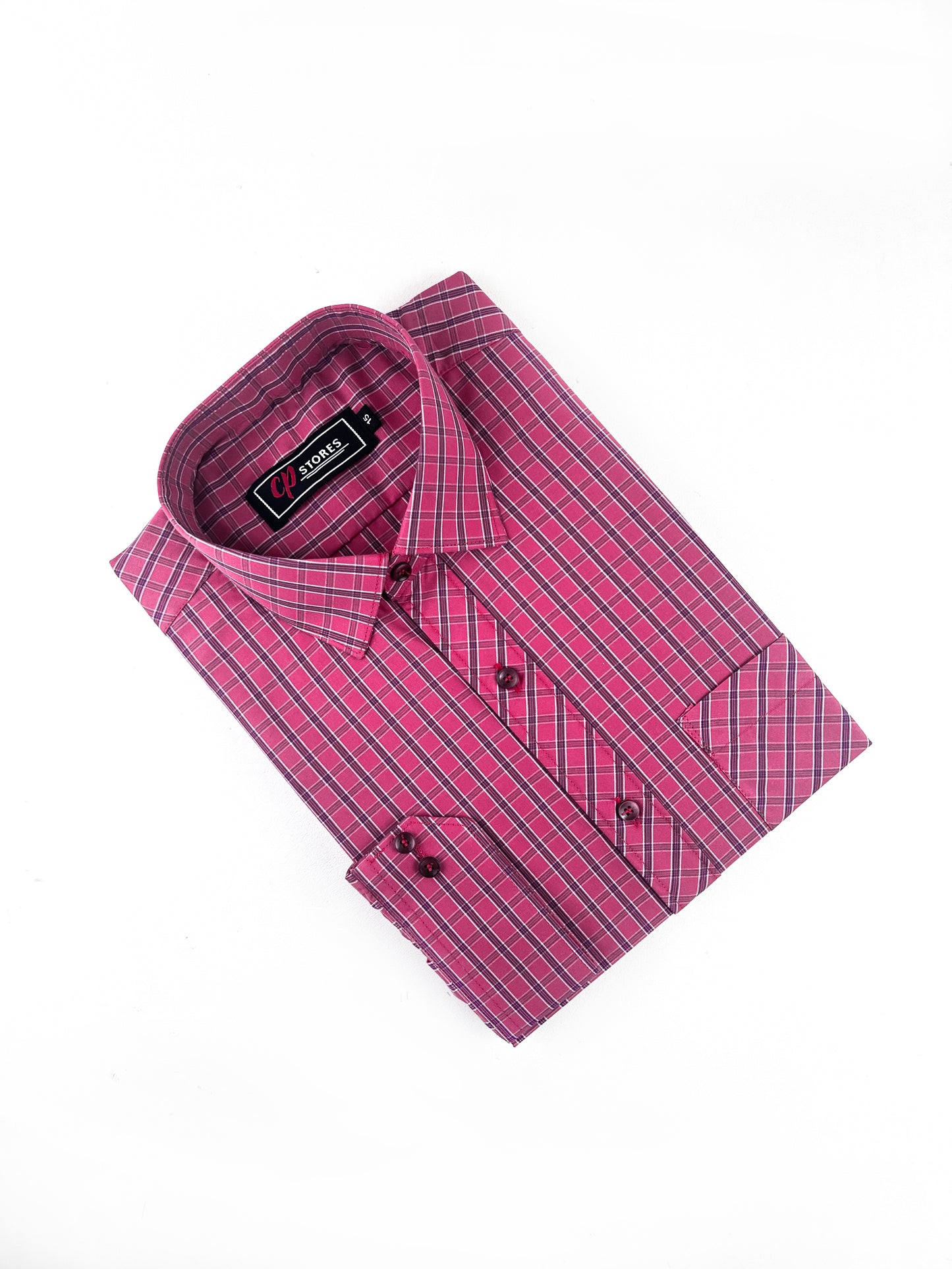Dark Pink Checks Formal Dress Shirt For Men MFS289