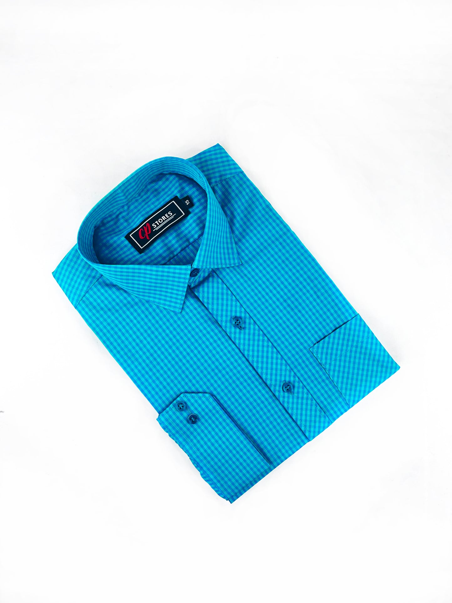 Sea Green Checks Formal Dress Shirt For Men MFS290
