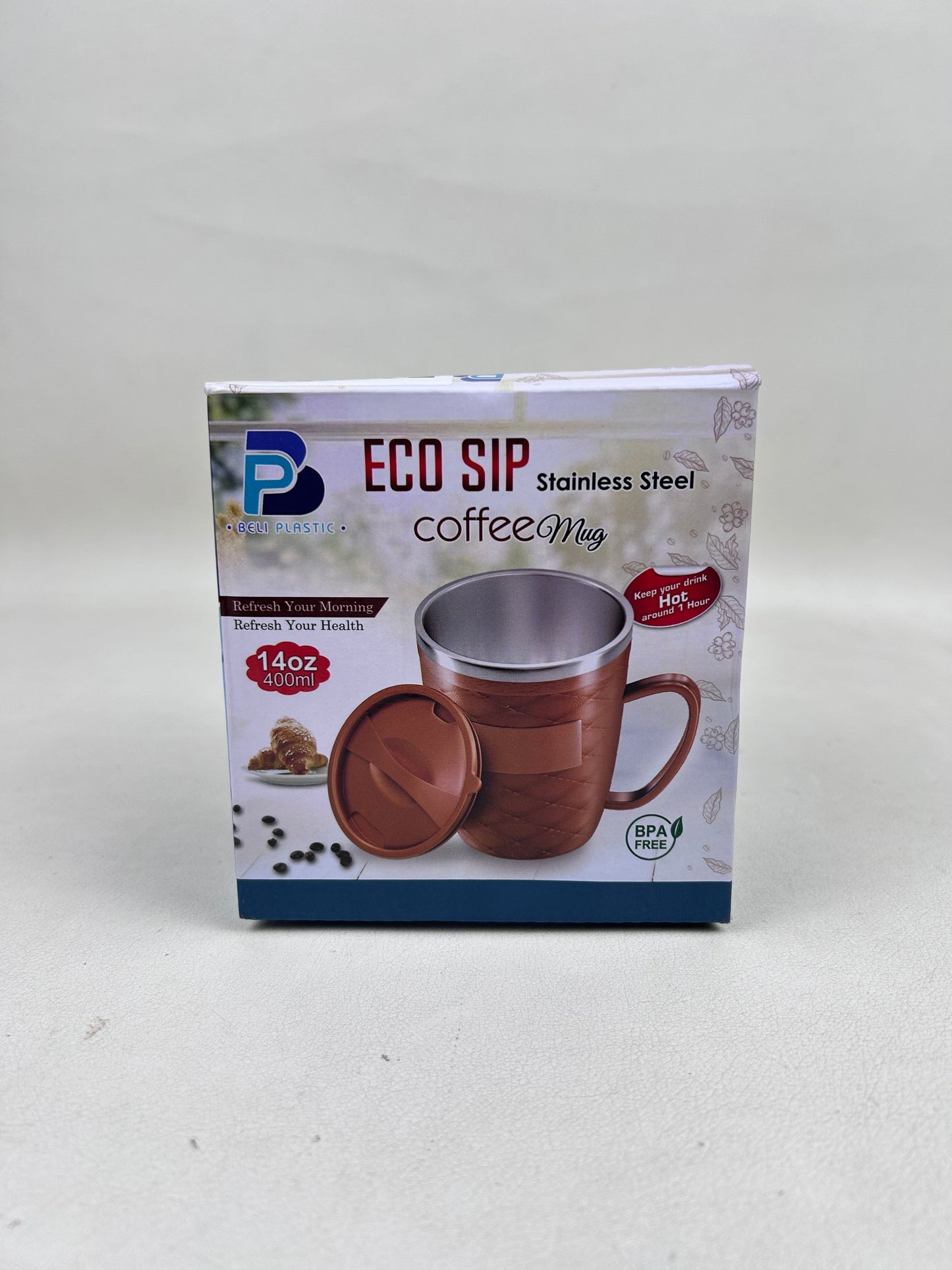 Brown ECO SIP Stainless Steel Coffee Mug - 400ML CM28