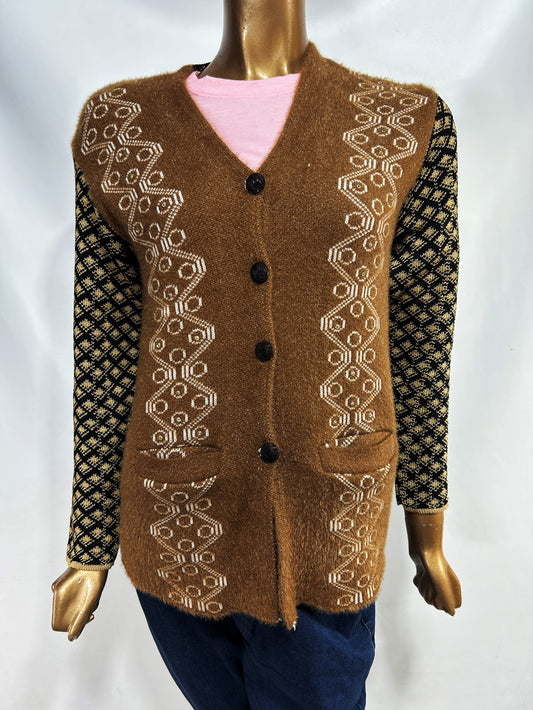 Brown Full Sleeves Long Sweater For Women WSW66