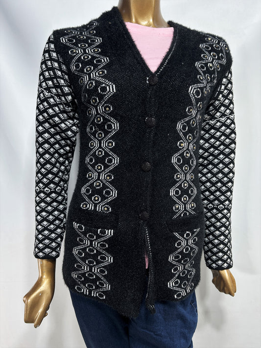 Black Full Sleeves Long Sweater For Women WSW67