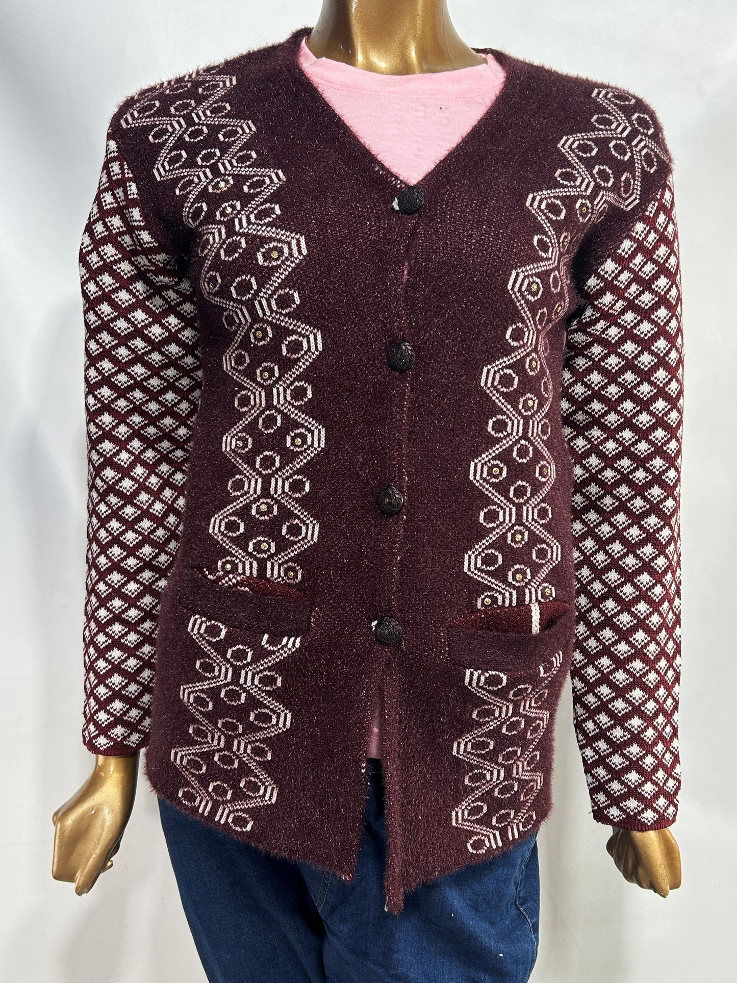 Maroon Full Sleeves Long Sweater For Women WSW64