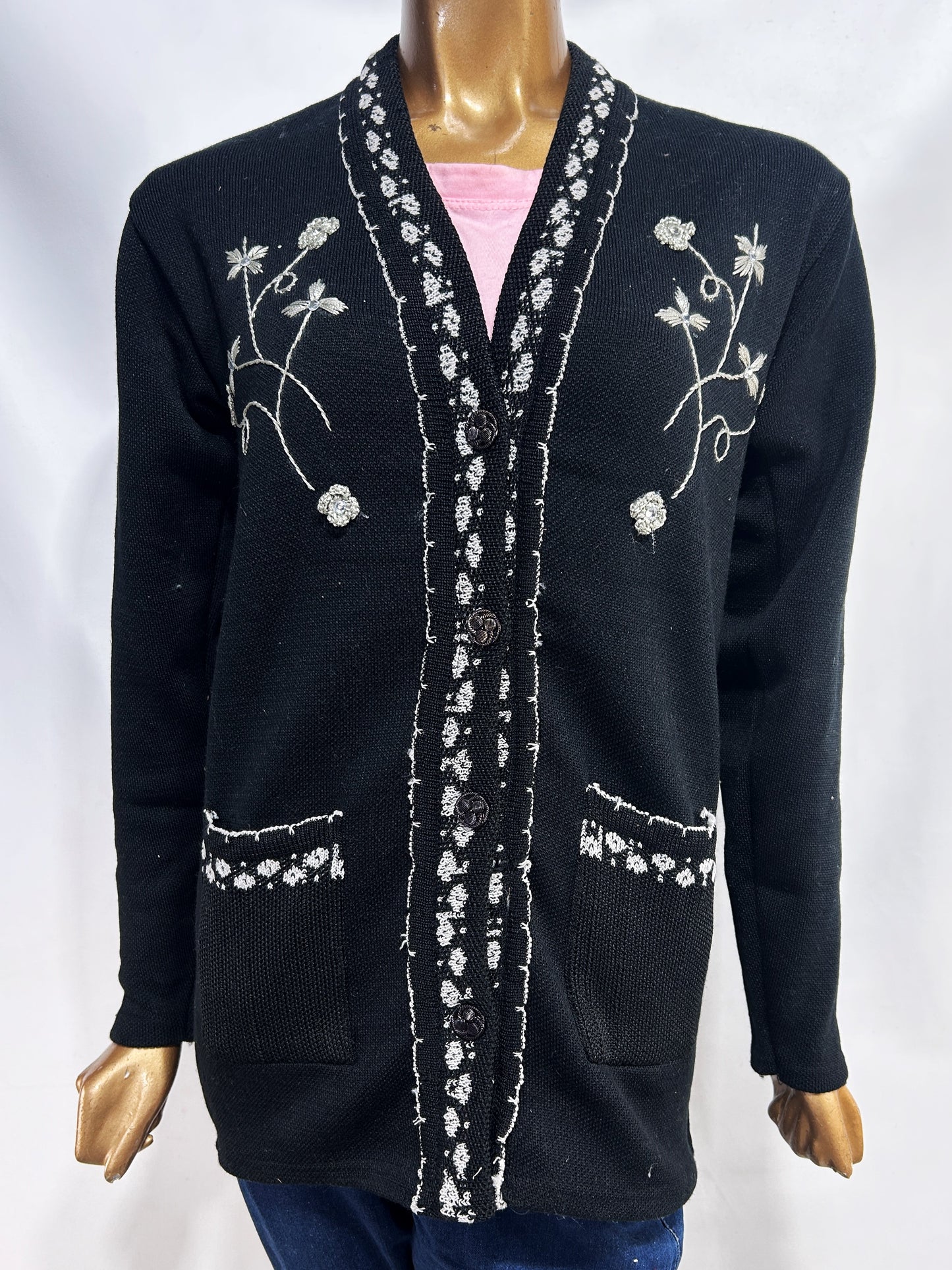 Black Full Sleeves Long Sweater For Women WSW60