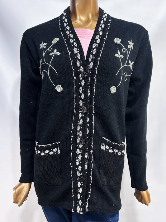 Black Full Sleeves Long Sweater For Women WSW60