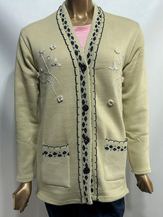 Beige Full Sleeves Long Sweater For Women WSW62