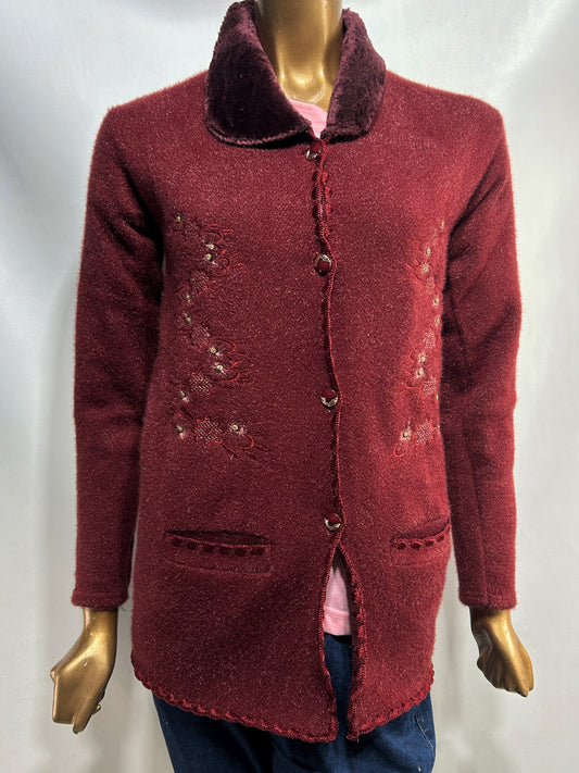 Reddish Rabbit Wool Embroidered Full Sleeves Sweater For Women WSW71