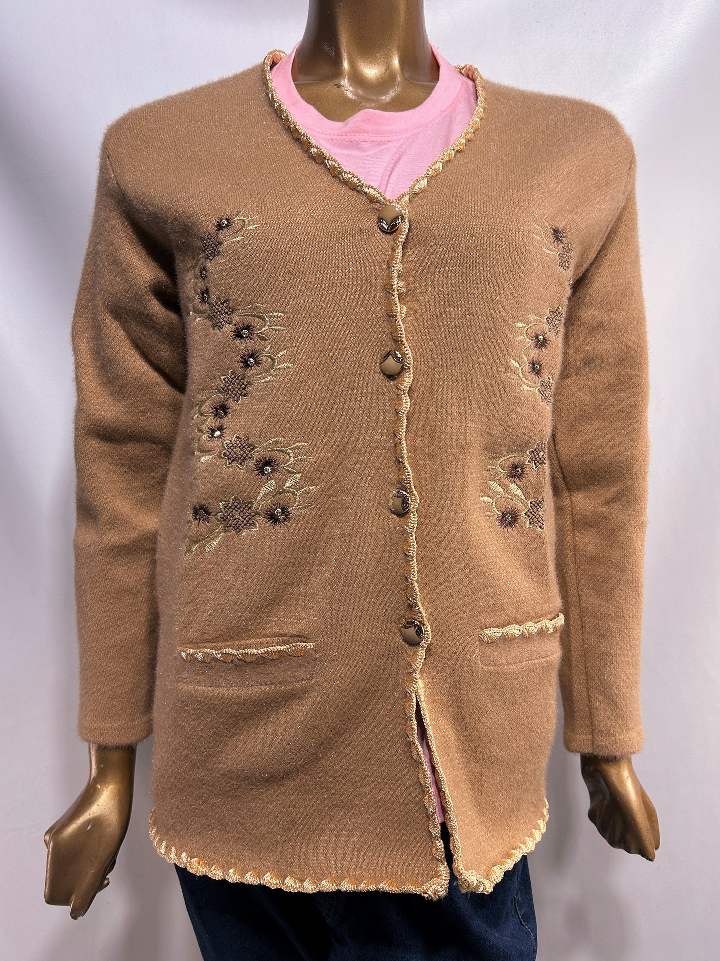 Fawn Rabbit Wool Embroidered Full Sleeves Sweater For Women WSW74