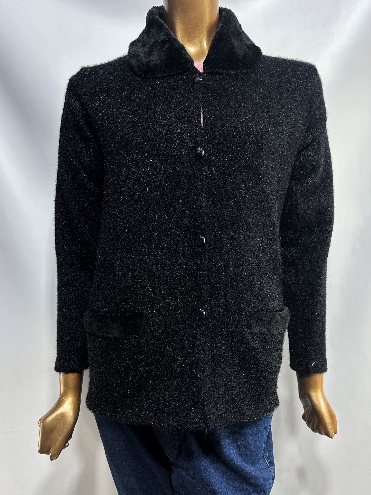 Black Rabbit Wool Plain Full Sleeves Sweater For Women WSW76