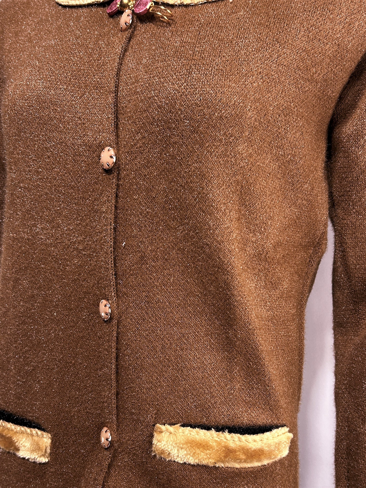 Brown Rabbit Wool Plain Full Sleeves Sweater For Women WSW77