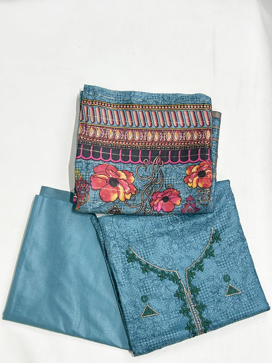 3Pcs Unstitched Digital Lawn Suit For Women WU99