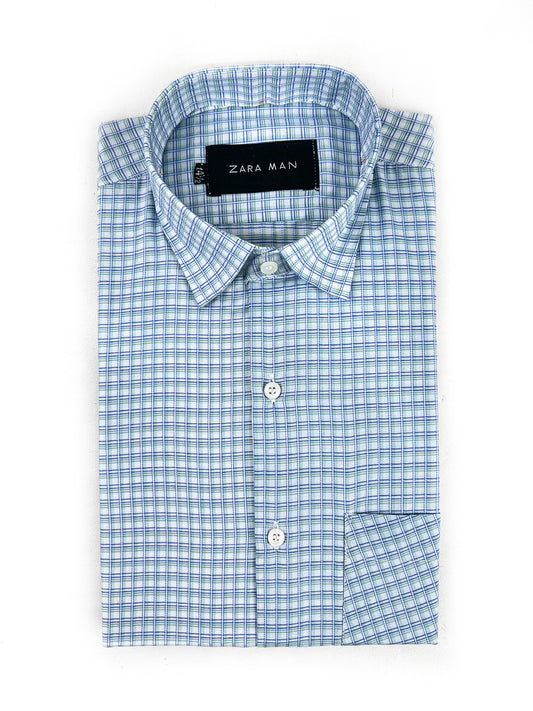Green Pattern Formal Dress Shirt For Men MFS349