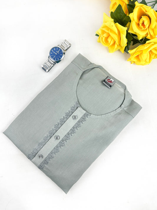 Ice Green 100% Cotton Magsi Collar Kurta for Men MK17