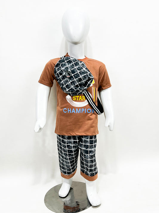 1Yr - 4Yrs Star Brown Suit For Kids RZ BS349