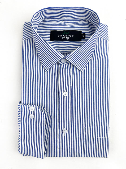 Dark Blue Lines Formal Dress Shirt For Men MFS297