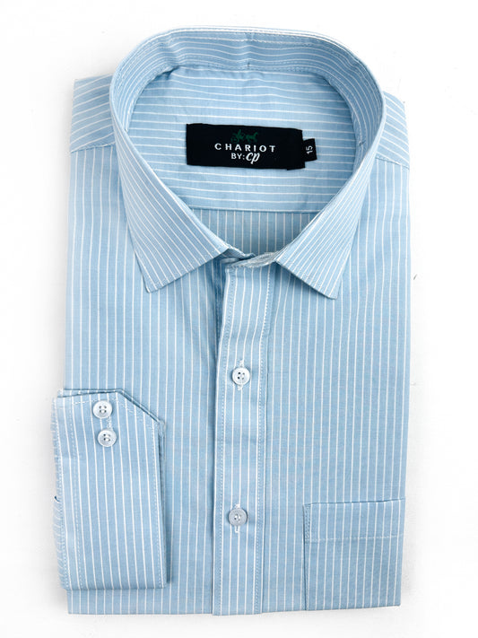 Light Blue Lines Formal Dress Shirt For Men MFS298