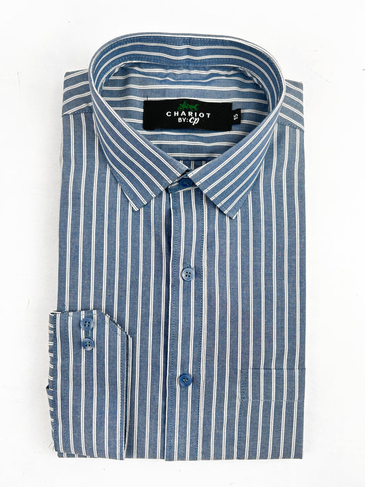D Blue Lines Formal Dress Shirt For Men MFS299