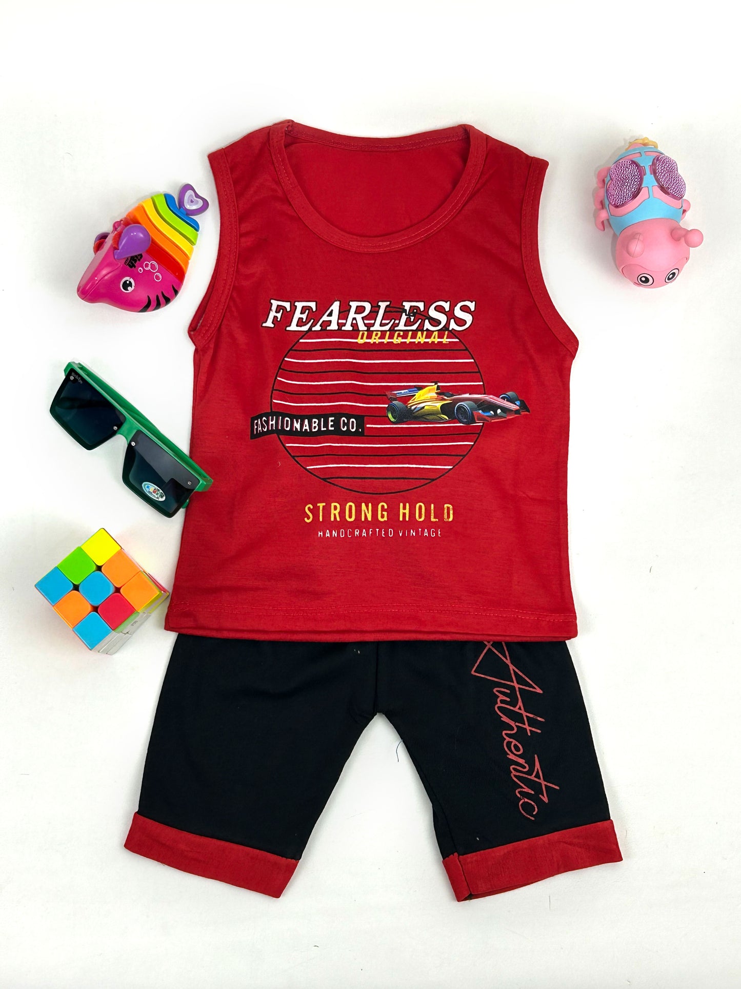 1Yr - 4Yrs Red Fearless Sando Suit For Kids RZ BS329