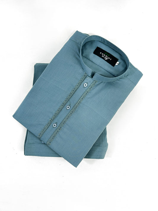 828/3-13 Men's Kameez Shalwar Stitched Suit Snow Blue