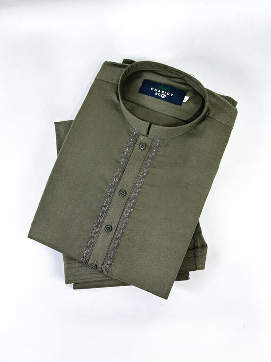 828/3-12 Men's Kameez Shalwar Stitched Suit Mehdi Green
