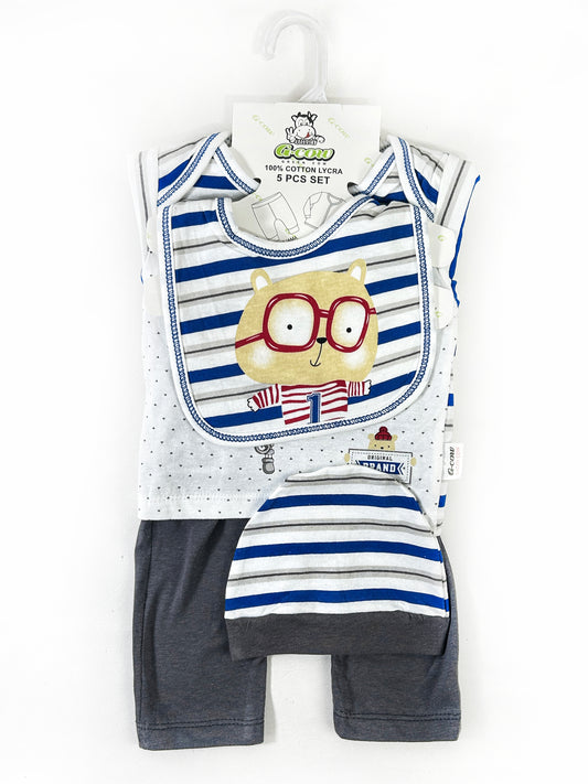 0Mth - 3Mth Bear Blue 5Pcs Gift Set For Newborn NBGS211