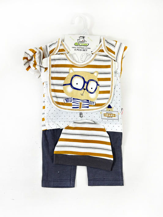 0Mth - 3Mth Bear Yellow 5Pcs Gift Set For Newborn NBGS213