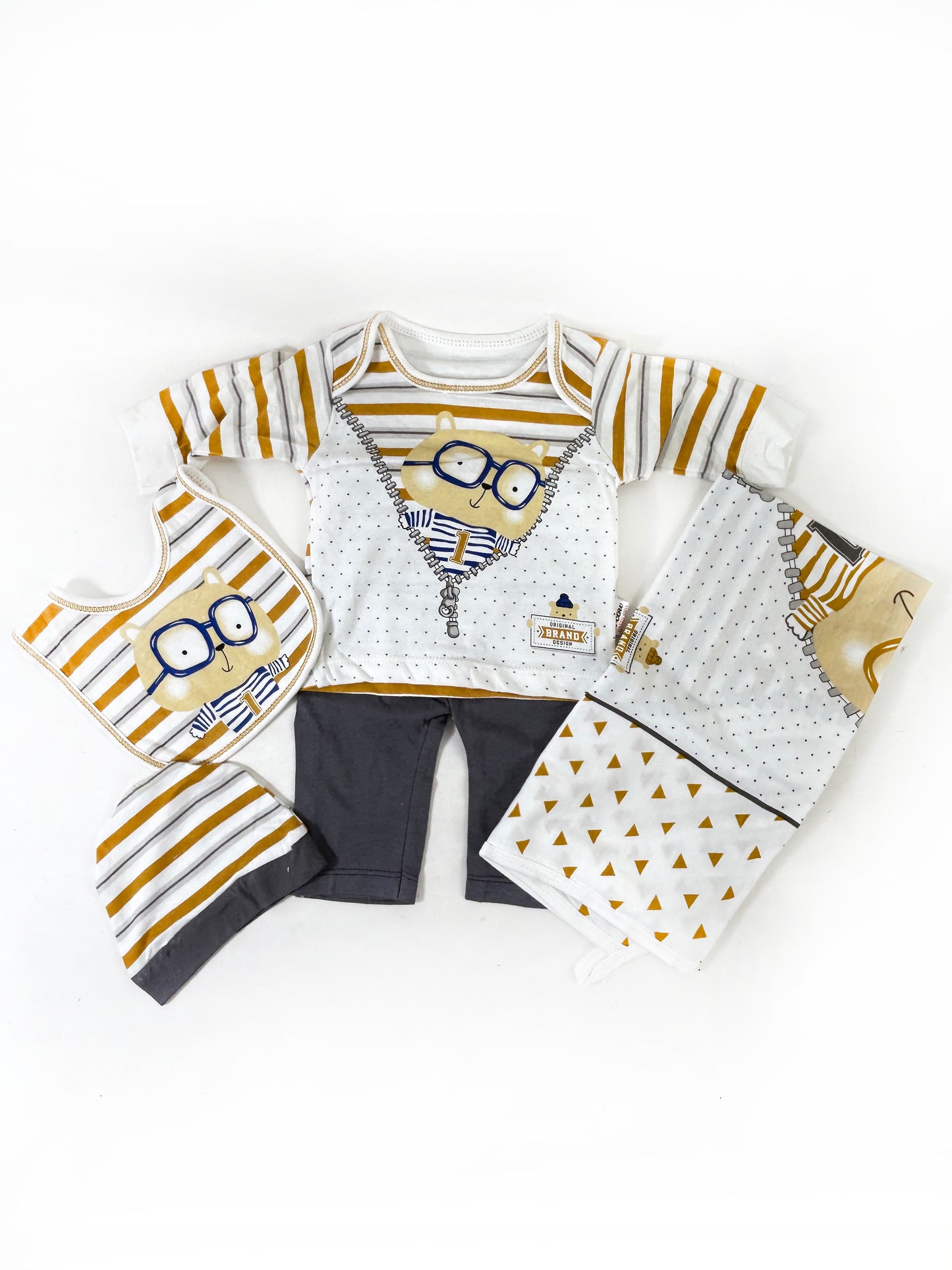 0Mth - 3Mth Bear Yellow 5Pcs Gift Set For Newborn NBGS213