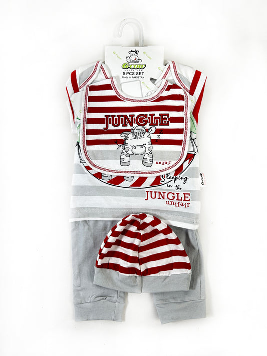 0Mth - 3Mth Jungle Maroon 5Pcs Gift Set for Newborn NBGS214