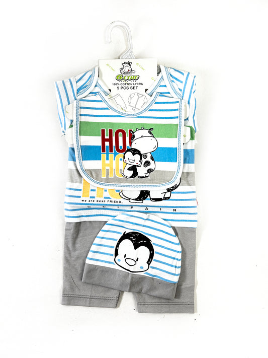 0Mth - 3Mth Cow Blue 5Pcs Gift Set for Newborn NBGS217