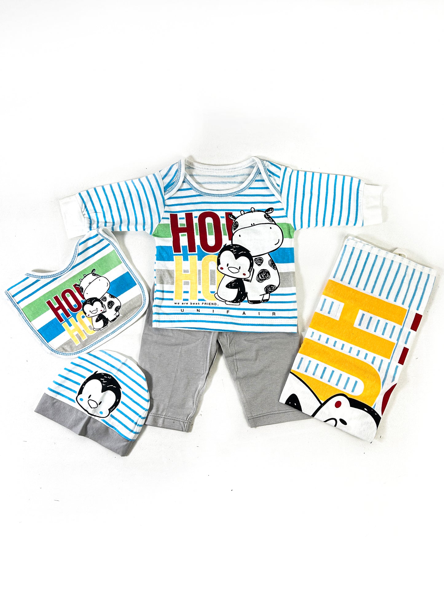 0Mth - 3Mth Cow Blue 5Pcs Gift Set for Newborn NBGS217