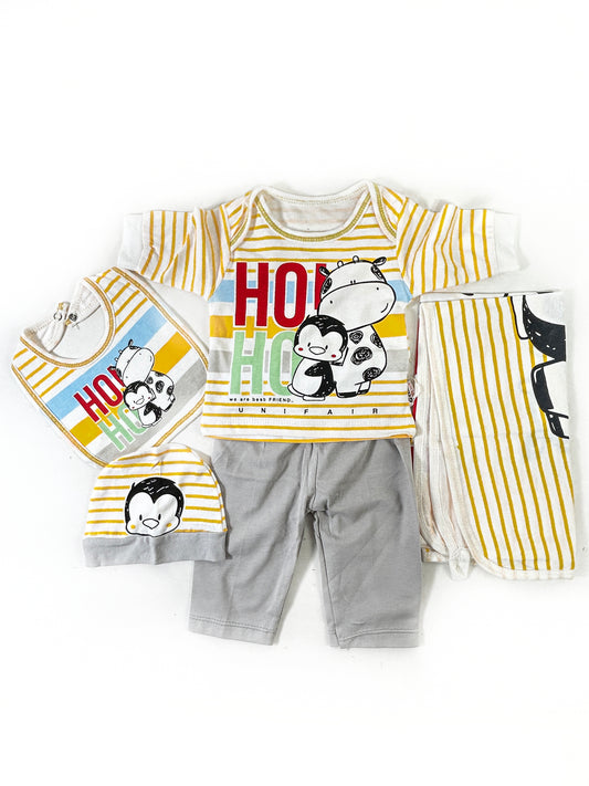 0Mth - 3Mth Cow Yellow 5Pcs Gift Set for Newborn NBGS218
