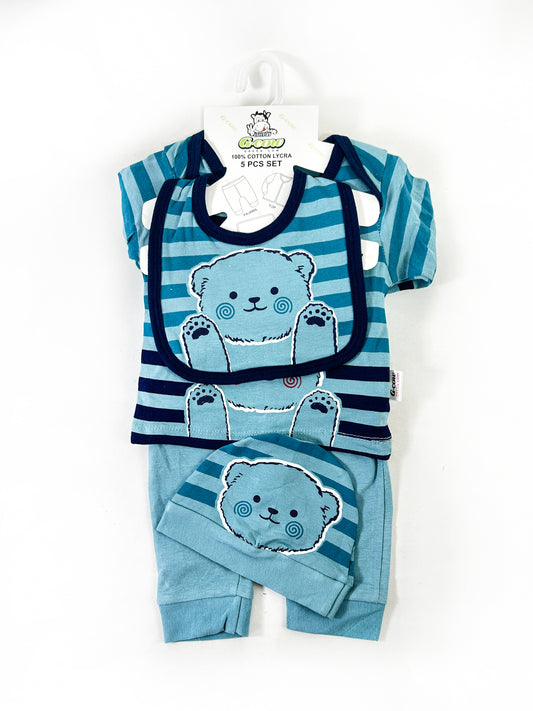 0Mth - 3Mth Kitty Blue 5Pcs Gift Set for Newborn NBGS224