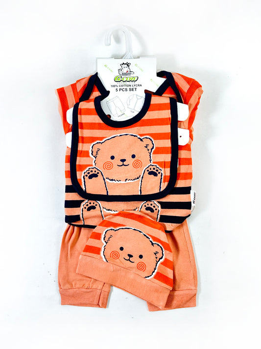 0Mth - 3Mth Kitty Orange 5Pcs Gift Set for Newborn NBGS225