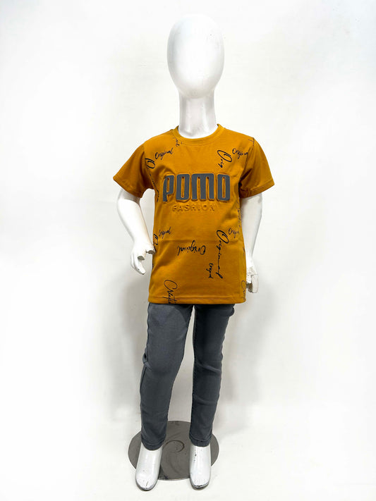 4Yrs - 9Yrs POMO Mustard T-Shirt For Boys SF BTS101